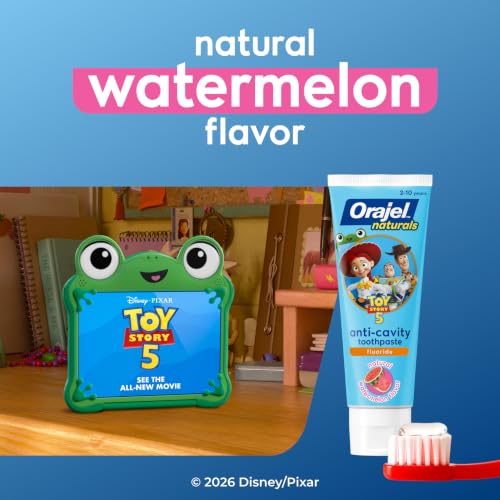 Orajel Naturals Toy Story 5 Anti-Cavity Toothpaste - Natural Watermelon Flavor, 4.2 oz (Pack of 4)