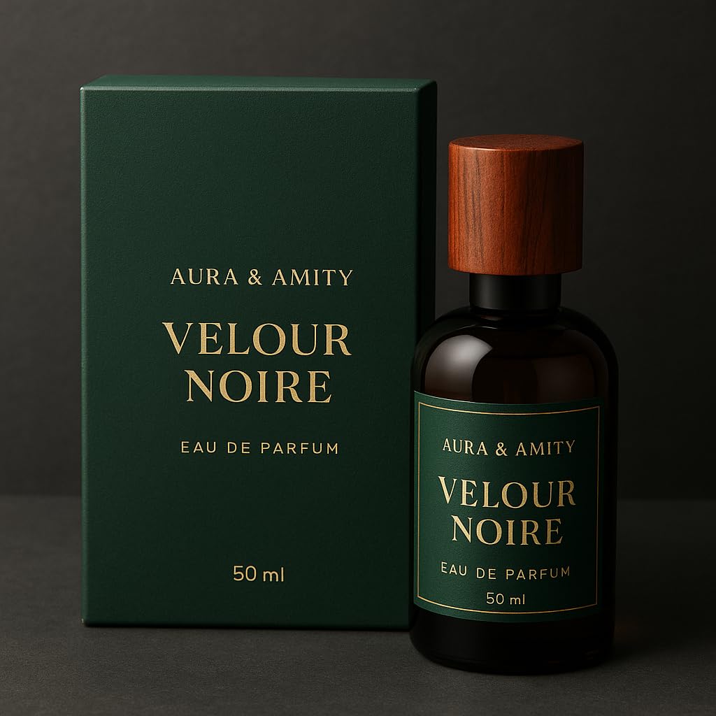 Aura & Amity Velour Noire Eau de Parfum for Women - Elegant Woody Floral Amber Scent | 50 ml Handcrafted Fragrance