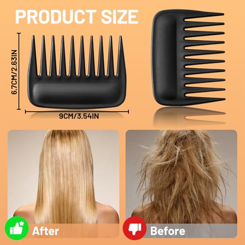 SIMPOR Wide Tooth Comb 2-Pack for Curls & Wigs - Travel Size