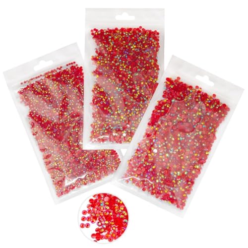 Red AB Resin Rhinestones Bulk 3mm 4mm 5mm Flatback Gems for Nails Makeup Crafts