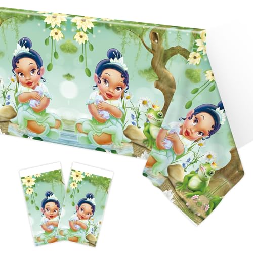 Princess Tiana Tablecloth Set - 2pcs Cartoon Birthday Decor (70"x42")