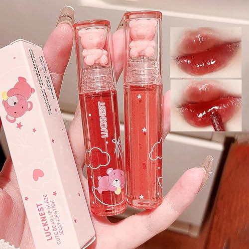 LuckNest 6Pcs Bear Lip Glaze Liquid Lipstick Set - Moisturizing & Waterproof