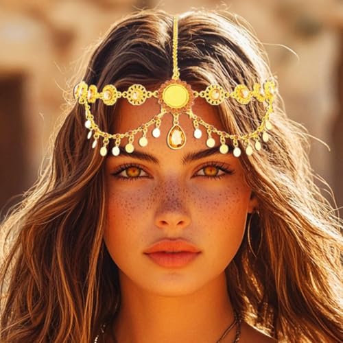 Aukmla Gold Sequin Head Chain Jewelry for Women - Costume Headband