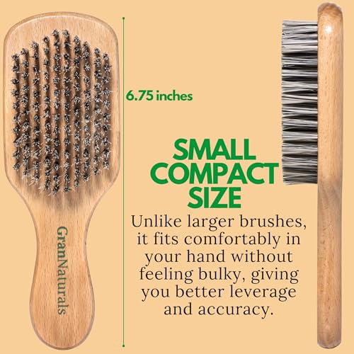 GranNaturals Hard Bristle Hair Brush for Men & Women - Thick, Curly, Slick Back & Wave Styling