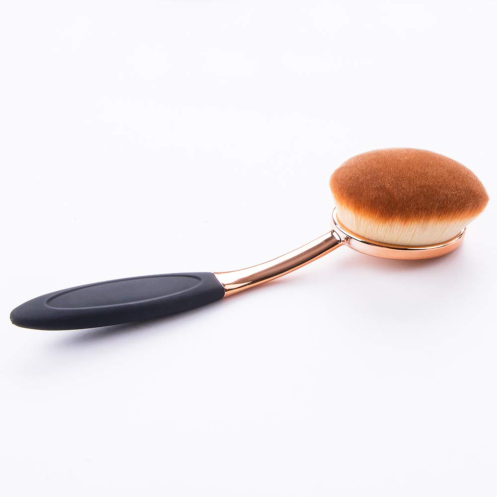 Yoseng Foundation Brush - Rose Gold Oval Makeup Brush with Cover & Egg Cleaner | Soft, Dust-Free Bristles for Flawless Liquid Application