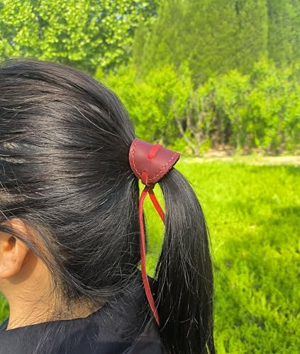 XTBOCA Kids Ponytail Holder, Full Grain Leather Hair Clip with Anti-Slip