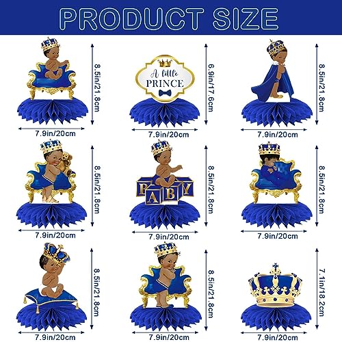 9Pcs Royal Prince Honeycomb Centerpieces for Baby Showers