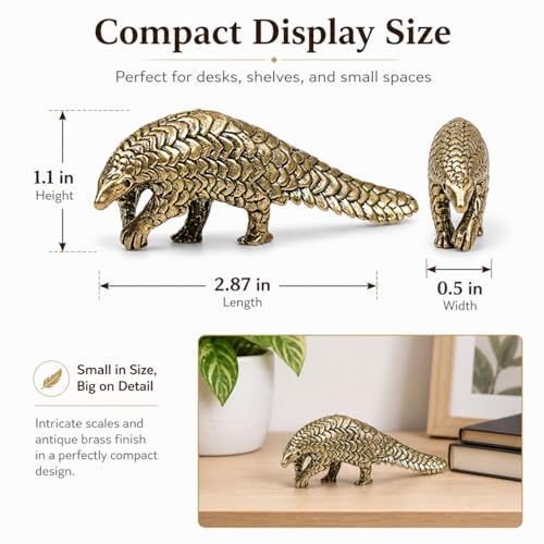 Brass Pangolin Statue - Unique Retro Decorative Figurine for Home & Office