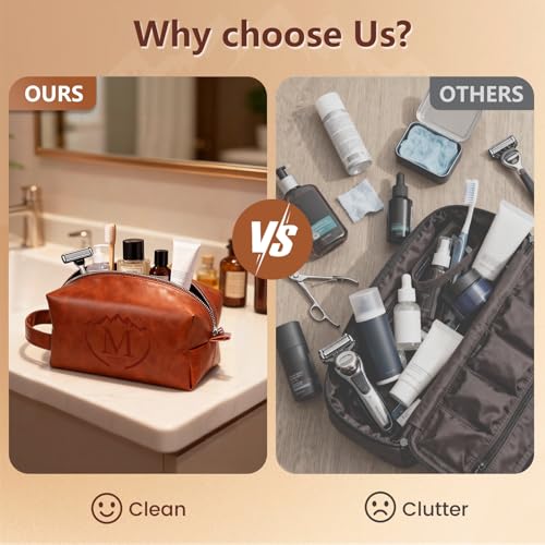 BagUrshion Personalized Men's Toiletry Bag - Water-Resistant PU Leather