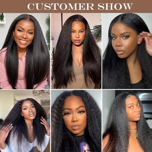 Emistar 20 Inch Kinky Straight V Part Wig - Glueless Synthetic Blend