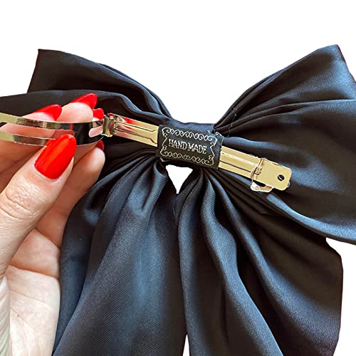 Big Satin Bow Hair Clips for Women & Girls, French Style Knot Barrettes
