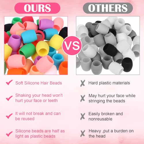 100 Pcs Silicone Hair Beads for Braids, Locs, and Dreadlocks Kit
