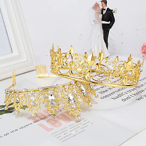 AOPRIE Gold King & Queen Artemis Tiara & Crown for Women & Men