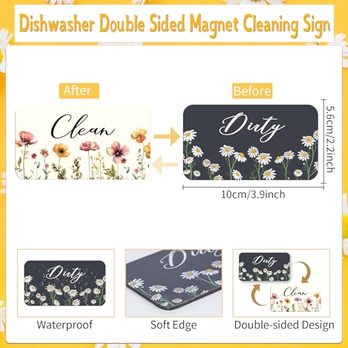 Flower Clean Dirty Magnet for Dishwasher | Double-Sided Design