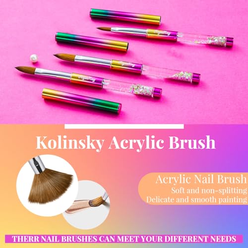 3PCS Kolinsky Nail Art Brush Set for Acrylic Nails - Professional Manicure Tools