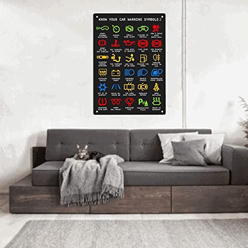 Funny Car Warning Lights Tin Sign - 12x8 Inch Wall Decor