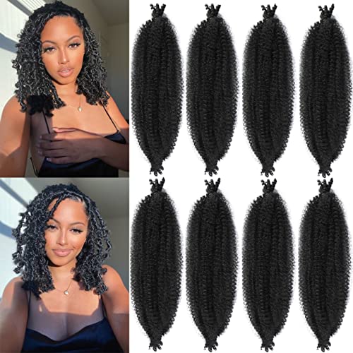 Marley Twist Braiding Hair 8 Packs 18 Inch Pre-Separated Springy Afro Twist Hair Suitable for Damaged Soft Locs Synthetic (18 inches, 1B) Spring Twist Crochet Hair for Black Women Cuban kinky Hair