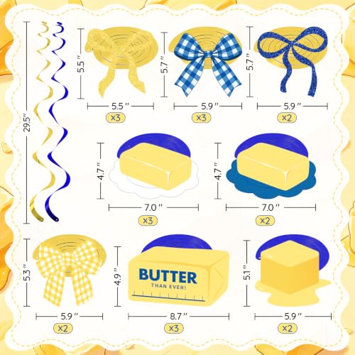 Butter Yellow Birthday Decorations - 20 pcs Hanging Swirls
