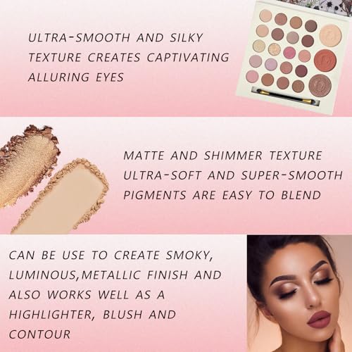 K'APEINE 23-Color Matte & Shimmer Eyeshadow Palette for Women - Nude & Natural Looks