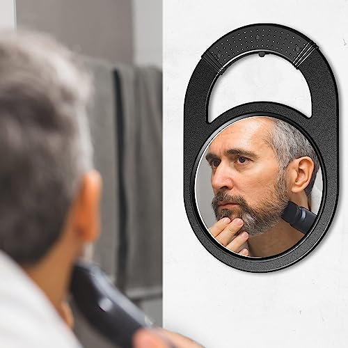 TASALON Unbreakable Hand Mirror with Rubber Grip - Black