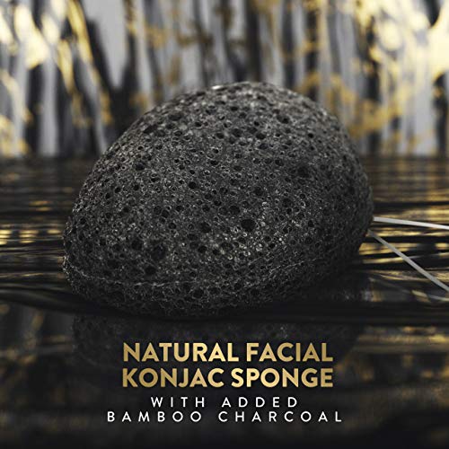 By MILLY Black Konjac Facial Sponge with Activated Bamboo Charcoal - Reusable, Gentle Exfoliating Face Cleanser, Variation 1