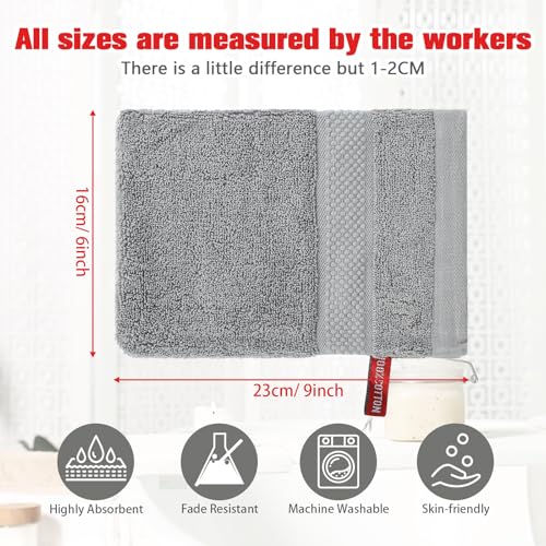 Gray Reusable Cotton Bath Mitts 8-Pack - Soft Body & Face Washcloths