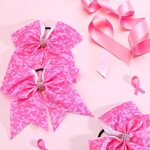 12pcs Deep Pink Breast Cancer Cheer Bows - Awareness Hair Accessories