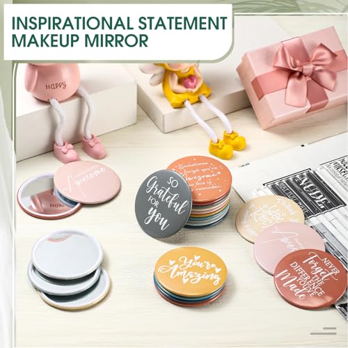 Kigley 50 Pcs Inspirational Compact Mirrors for Women - Motivational Makeup Tools