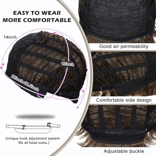 Short Curly Wavy Black Wig for Women - Synthetic Halloween Cosplay