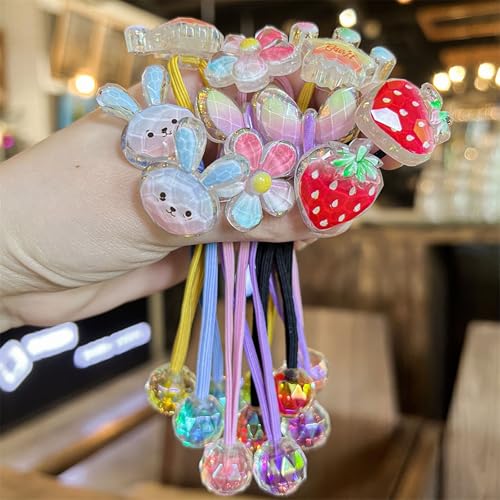 10PCS Colorful Bead Rubber Hair Ties for Girls & Toddlers - No Damage Ponytail Holders