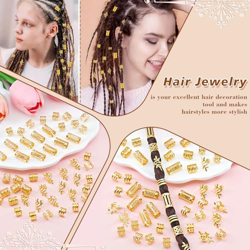50Pcs Adjustable Metal Hair Cuffs Set for Braids & Dreadlocks
