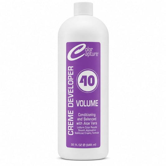 COLOR CAPTUR 40 Volume Cream Hair Developer – High-Lift Color Activator for Bleach, Balayage & Color Correction | Sulfate-Free, Paraben-Free, Cruelty-Free, Made in USA, GMP & ISO 9001 Certified 32 oz