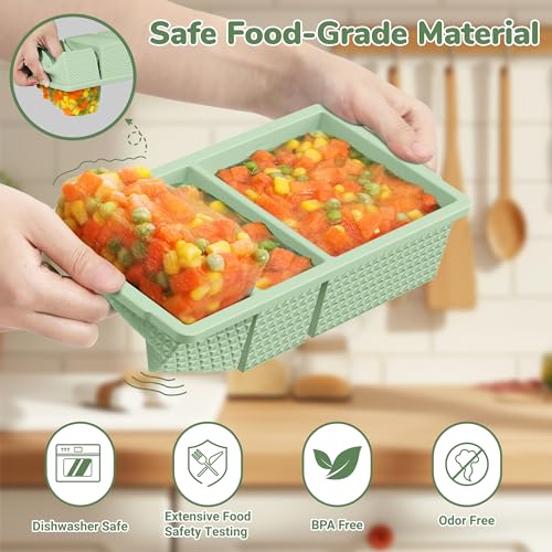 Doasuwish Silicone Freezer Trays with Lid - 2-Pack, 1-Cup & 2-Cup