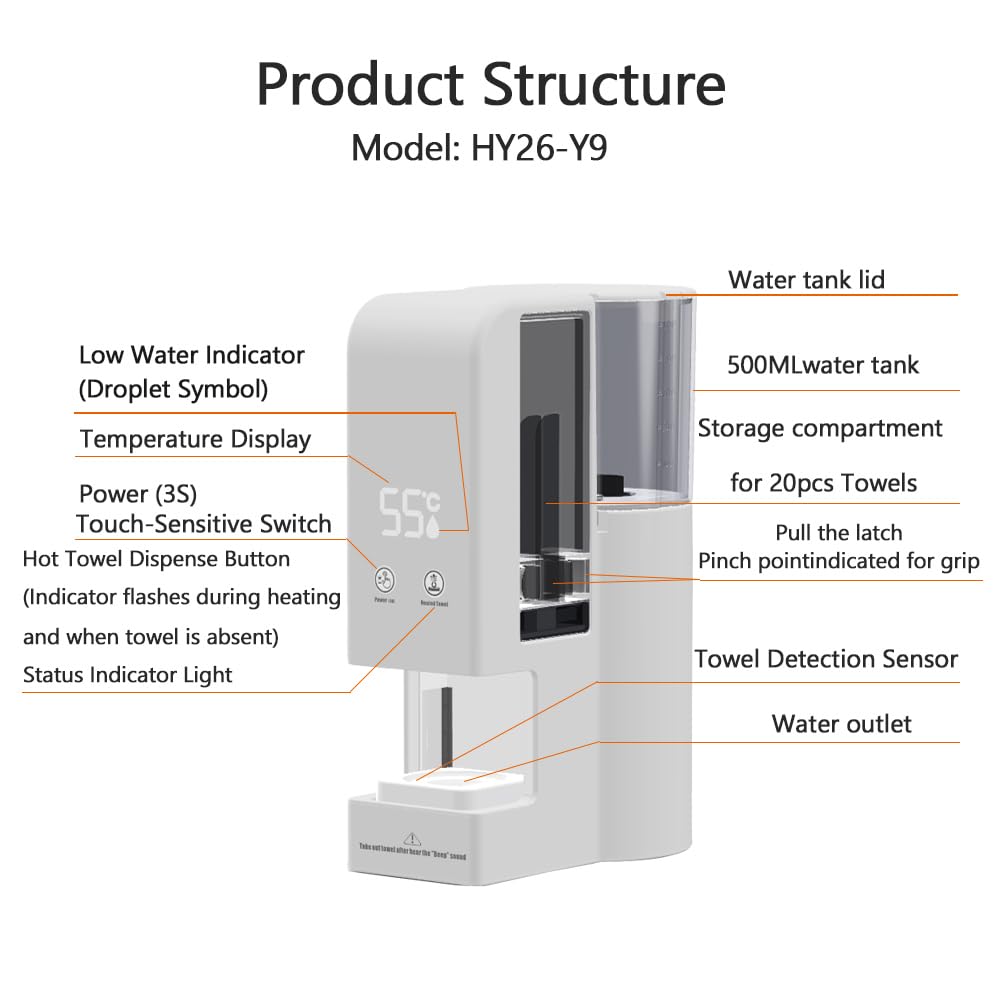 Disposable Spa hot Towel Warmer hot Towel Dispenser Towel Heater Machine Towel Refills ASIN B0H1VJ4DHG (hot Towel Machine+100PCS Towels)