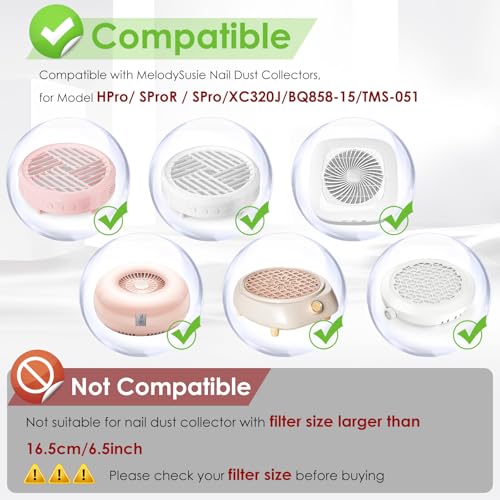 200 Disposable Nail Dust Collector Filter Paper Sheets - Compatible with MelodySusie HPro/SProR/SPro/XC320J