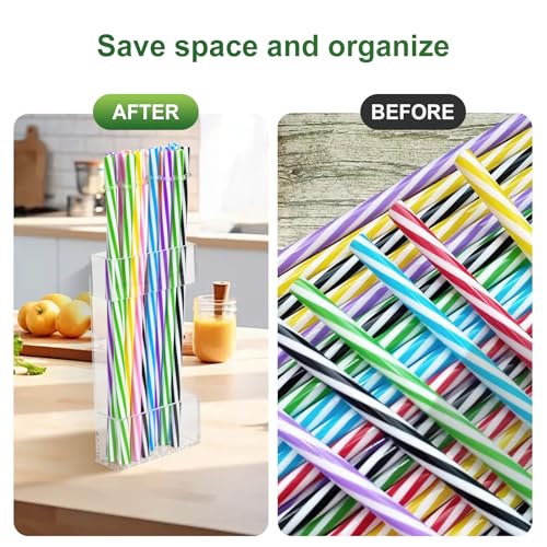 2-Pack Acrylic Straw Holder for Cabinet Doors - Reusable Organizer
