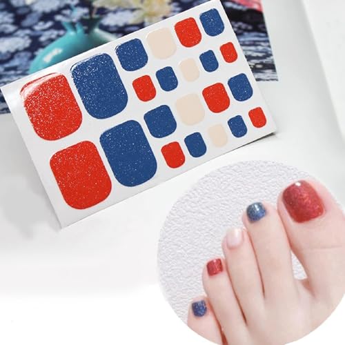 Patriotic 4th of July Toenail Wraps - 8 Self-Adhesive Designs