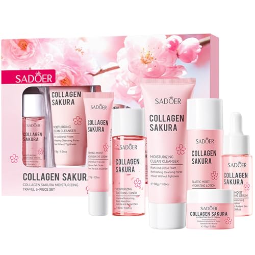 Yasovigi Travel Collagen Sakura Skincare Set - 6pcs Hydrating & Anti-Aging Kit