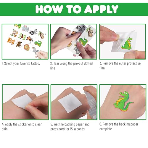 60 PCS Jungle Animal Temporary Tattoos for Kids' Parties
