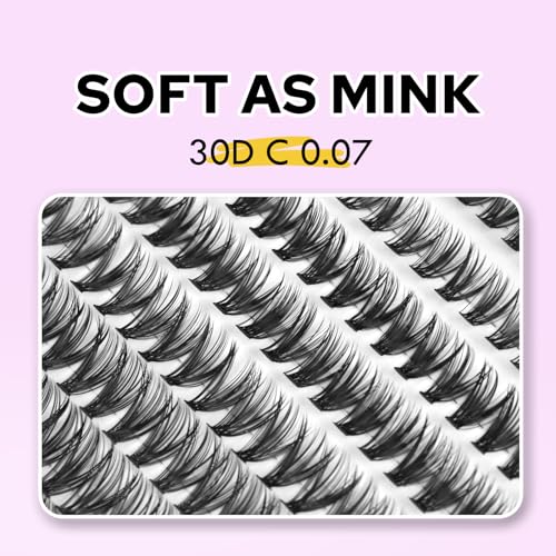 WONSIS 30D 8-16mm Natural Lightweight Reusable False Eyelash Clusters - Soft & Thin