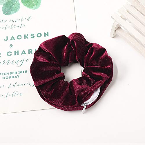 Velvet Hair Scrunchies with Hidden Zipper Pocket - 12 Piece Set