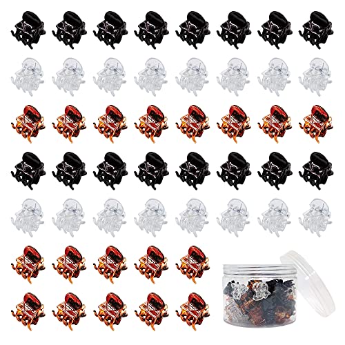 50 Pcs Mini Hair Claw Clips Set for Hair Styling - Black, White & Brown - Small, Strong Grip, Multifunctional Hair Accessories