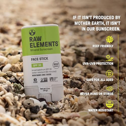 Raw Elements SPF 30 Mineral Face Sunscreen Stick, 0.5 oz Travel Size