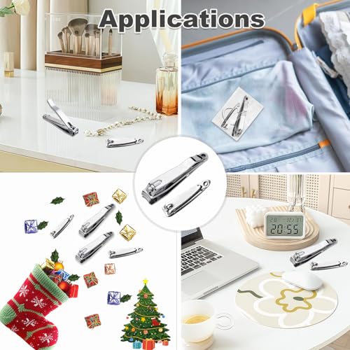 12 pcs Nail Clippers Bulk Set with Files - Large Toenail & Small Fingernail Clippers with Keychain (Variation: Clippers with file, 6 Large & 6 Small)