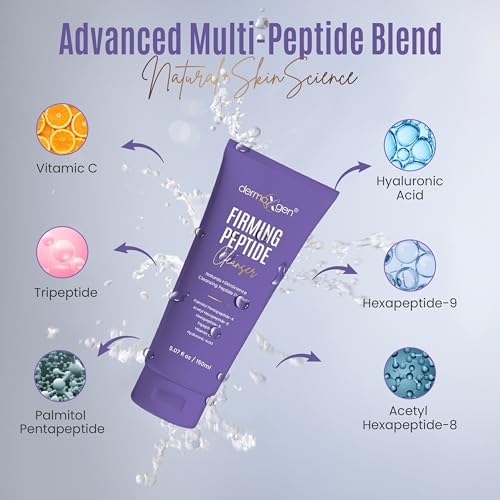 Multi-Peptide Facial Cleanser with Vitamin C & Hyaluronic Acid - Gentle Anti-Aging Cleanser for All Skin Types
