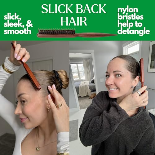 GranNaturals Boar & Nylon Bristle Styling Brush Teasing Comb with Rat Tail Pick, 1 Count