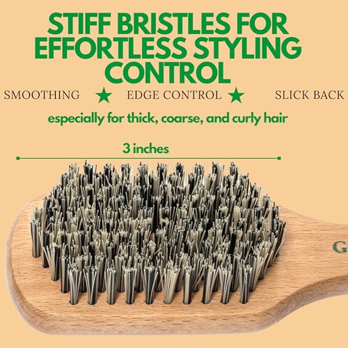 GranNaturals Hard Bristle Hair Brush for Men & Women - Thick, Curly, Slick Back & Wave Styling