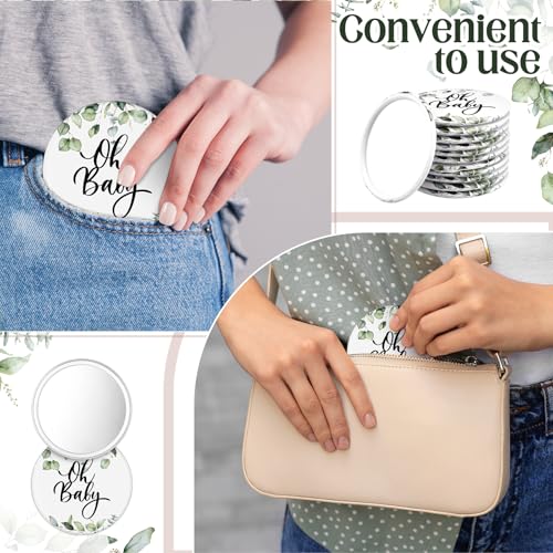 Baby Shower Favors Set with Compact Mirrors & Thank You Cards - Greenery Theme, Bulk 36 Sets - Baby