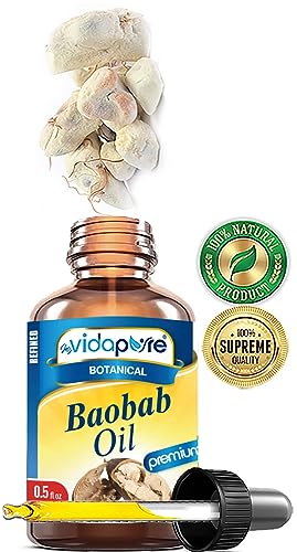 MYVIDAPURE 0.5 Fl Oz Pure Wild Baobab Oil for Skin, Hair, Lips & Nails — Unrefined Moisturizer