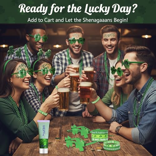 Green St. Patrick’s Day Party Accessories Outfit for Women - Beads, Glasses & Glitter - HONLLEY